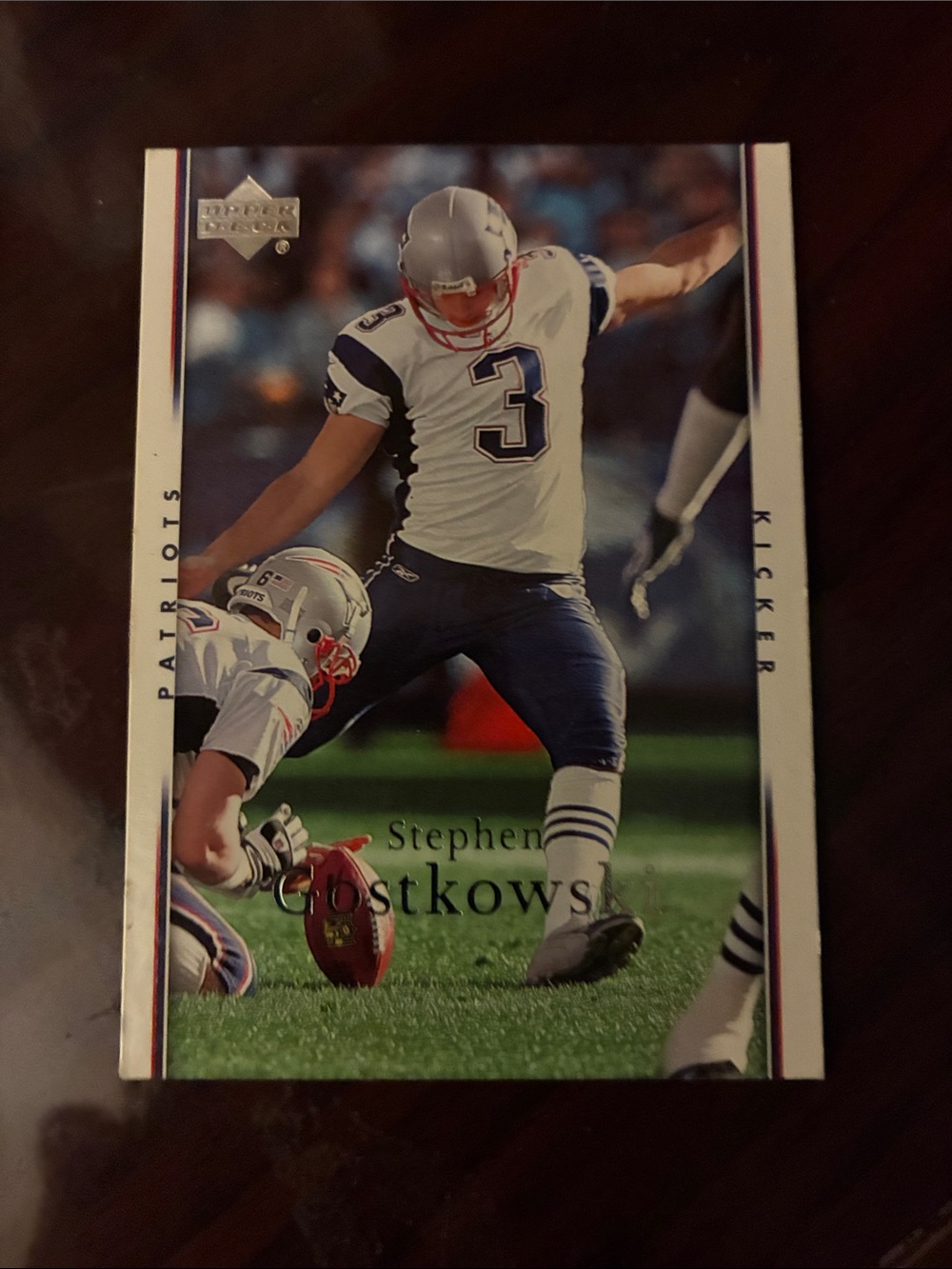 Upper Deck Stephen Gostkowski New England Patriots Football Card - White/Blue